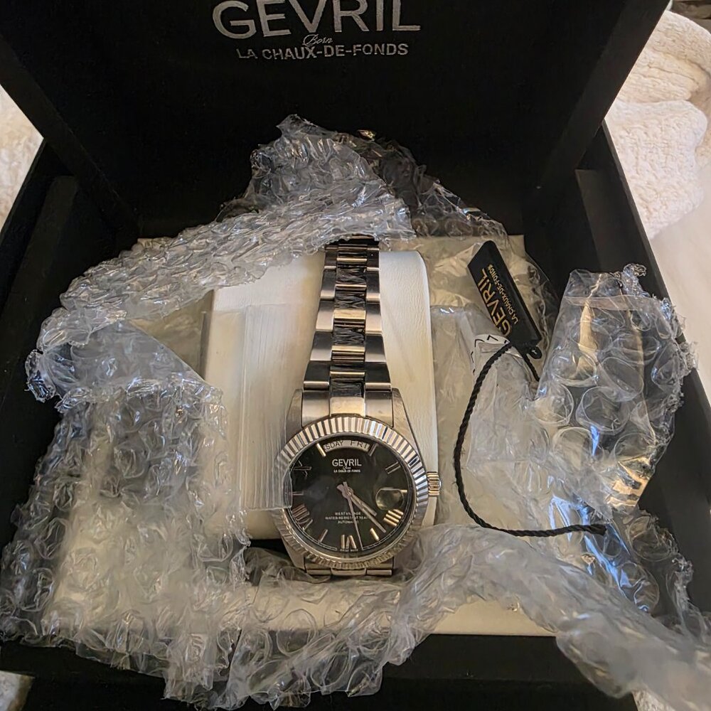 Gevril  datejust Automatic green Dial Men's Watch Excellent - Picture 2 of 5